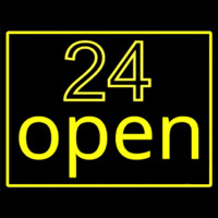 24 Open With Yellow Border Neon Sign