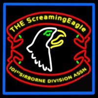 Airborne Division Screaming Eagle With Blue Border Neon Sign