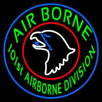 Airborne With Blue Round Neon Sign