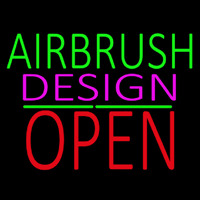 Airbrush Design Block Open Green Line Neon Sign
