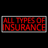 All Types Of Insurance With White Border Neon Sign