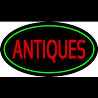 Antiques Green Oval Neon Sign