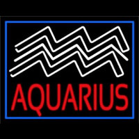 Aquarius Zodiac Blue Border Neon Sign