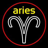 Aries Yellow Zodiac Border Red Neon Sign