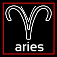 Aries Zodiac Red Border Neon Sign