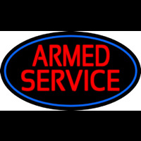 Armed Service With Blue Round Neon Sign