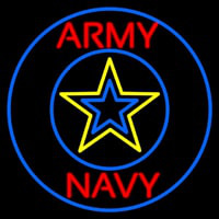 Army And Navy With Blue Round Neon Sign