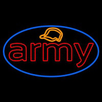 Army With Blue Round Neon Sign