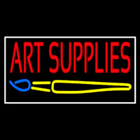 Art Supplies With Brush With White Border Neon Sign