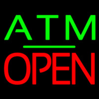 Atm Block Open Green Line Neon Sign