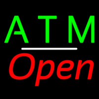 Atm Open White Line Neon Sign