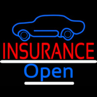 Auto Insurance With Car Logo Open Neon Sign