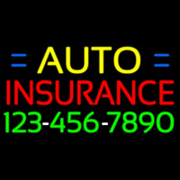 Auto Insurance With Phone Number Neon Sign