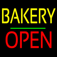 Bakery Block Open Green Line Neon Sign