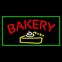 Bakery Logo Rectangle Green Neon Sign