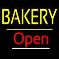Bakery Open Yellow Line Neon Sign