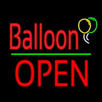 Balloon Open Block Green Line Neon Sign