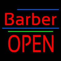Barber Block Open Green Line Neon Sign