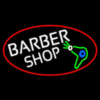 Barber Shop And Dryer And Scissor With Red Border Neon Sign