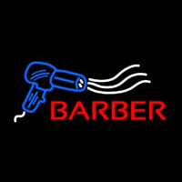 Barber With Dryer Logo Neon Sign