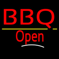 Bbq Open White Line Neon Sign