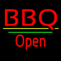 Bbq Open White Line Neon Sign