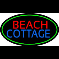 Beach Cottage With Green Border Neon Sign