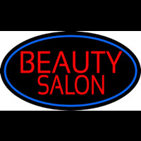Beauty Salon Oval With Blue Border Neon Sign