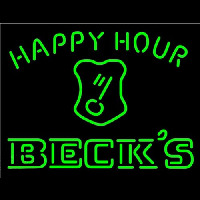 Beck Key Logo Happy Hour Beer Neon Sign