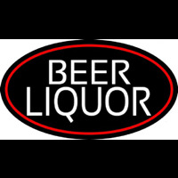 Beer Liquor Oval With Red Border Neon Sign
