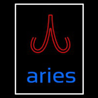 Blue Aries White Border With Red Logo Neon Sign