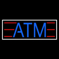 Blue Atm White Border Neon Sign