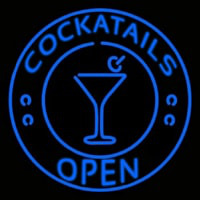 Blue Cocktails Open Neon Sign