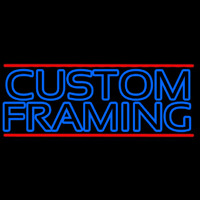 Blue Custom Framing With Red Lines Neon Sign