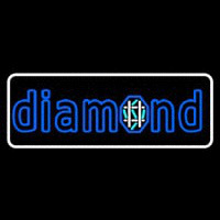 Blue Diamond White Border Neon Sign