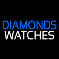 Blue Diamonds White Watches Neon Sign