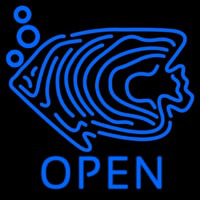 Blue Fish Open Block 1 Neon Sign