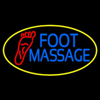 Blue Foot Massage With Yellow Oval Neon Sign