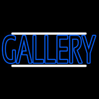Blue Gallery With White Line Neon Sign