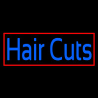 Blue Hair Cuts With Red Border Neon Sign