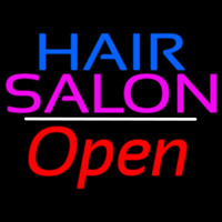 Blue Hair Salon Open White Line Neon Sign