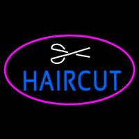 Blue Haircut With Scissor Neon Sign