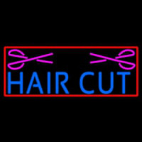 Blue Haircut With Scissor Neon Sign