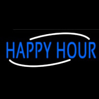 Blue Happy Hour Neon Sign