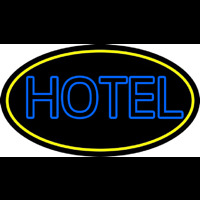 Blue Hotel With Yellow Border Neon Sign