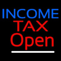 Blue Income Red Ta  Open Slant Neon Sign