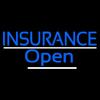Blue Insurance Open White Line Neon Sign