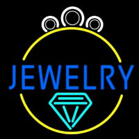 Blue Jewelry Center Ring Logo Neon Sign