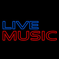 Blue Live Music Block Mic Logo Neon Sign