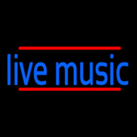 Blue Live Music Red Line Neon Sign